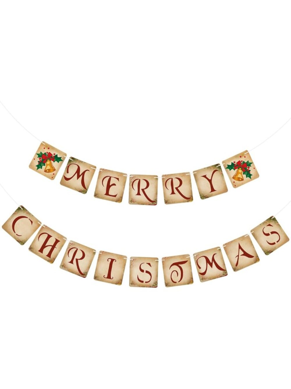 Vintage Christmas Banner Decor - Retro Holiday Bunting Garland for Home & Party